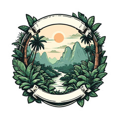 Vintage Tropical Jungle Badge Illustration