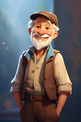 animated cartoon old man, cartoon old man illustration, old cartoon man