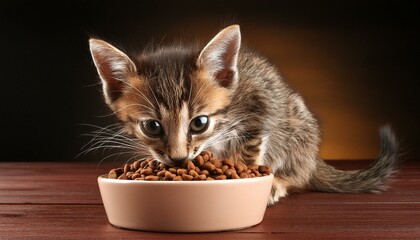 急いでご飯を食べる痩せた子猫1