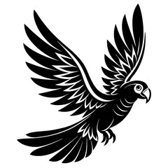 parrot bird fly on white silhouette vector style