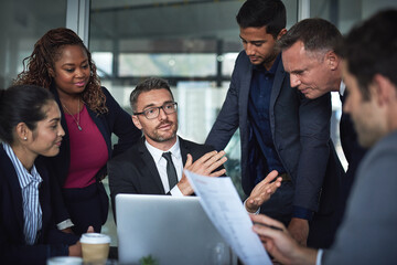 Business people, lawyer and planning in meeting for teamwork, case or legal solution at law firm....