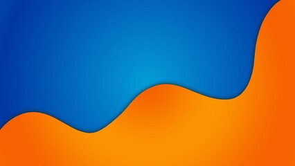 abstract blue background with orange waves. Dual tones gradation shapes.