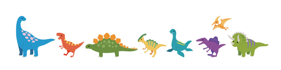 恐竜たちの大行進のイラスト