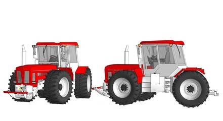 tractor graphic sketch 3d illustration	