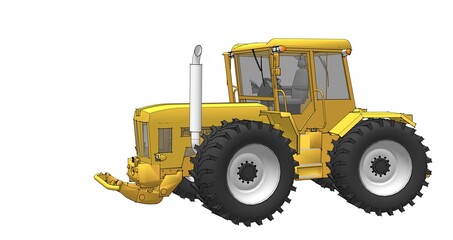 tractor graphic sketch 3d illustration	
