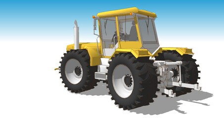 Naklejka premium tractor graphic sketch 3d illustration 