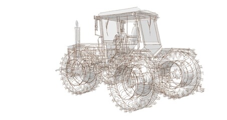 tractor graphic sketch 3d illustration	