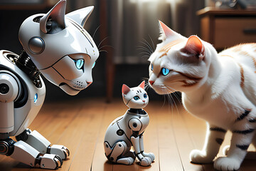 real cat vs robot cat
