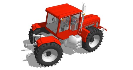 tractor graphic sketch 3d illustration	
