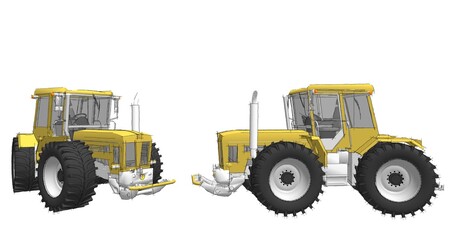 tractor graphic sketch 3d illustration	