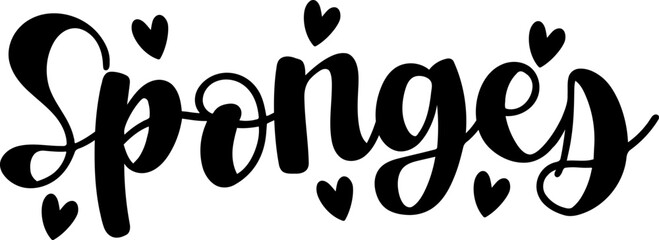 Sponges, Cleaning Label with Hearts