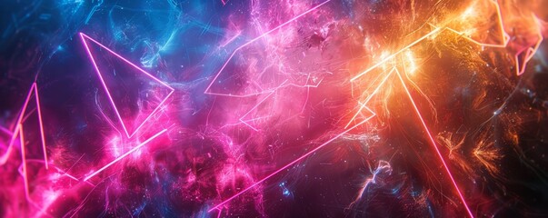 Fototapeta premium Neon lines forming random abstract shapes
