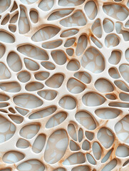 White plastic material with an intricate cutout pattern in brown and beige colors