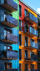 Obraz premium balcón de vivienda con paneles solares