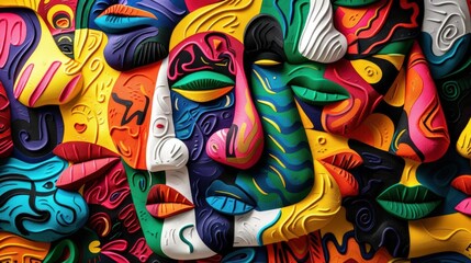 A Close-up Shot of a Abstract group of people with modern, colorful gradients