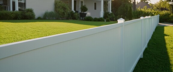 Vinyl panel fence angle Hyperrealistic photograph crisp white