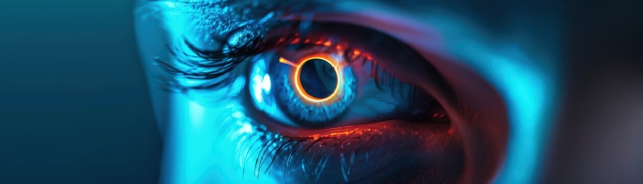 A Close-up Shot of a Cyber-cultural scrying, diverse prophetic reflections