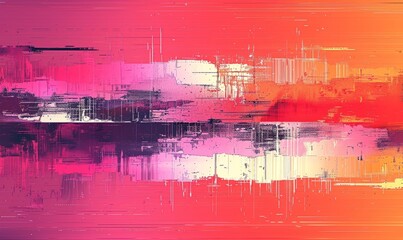 Naklejka premium Digital glitch effect in vibrant colors Bold stripes in contrasting colors