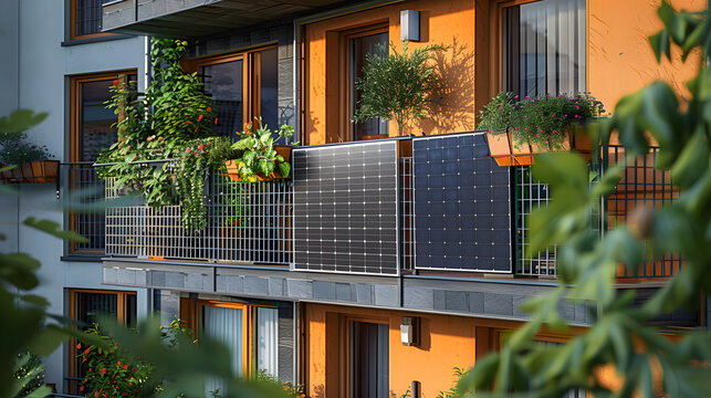 paneles solares en el balc&oacute;n de vivienda