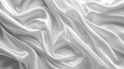 Obraz premium Close-up of elegant white satin fabric, showcasing smooth and luxurious folds with a soft, glossy finish.