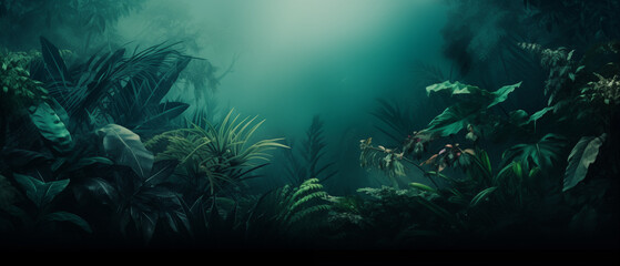 Mysterious Foggy Jungle Scene