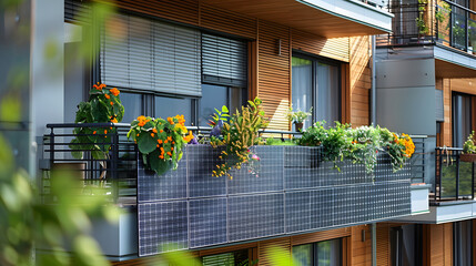 paneles solares en el balc&oacute;n de vivienda