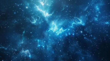 Fototapeta premium Blue Nebula Starry Sky Galaxy Background with Realistic Nebula and Shining Stars - Technology Sci-Fi Background, Cosmic Universe Illustration