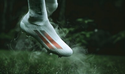 Close-up Photos of World-Class Footballer's Feet on Modern Football Field