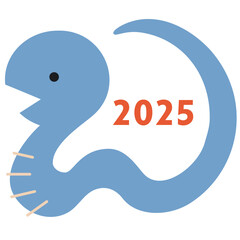 2025年巳年の干支キャラクターイラストマーク アイコン /年号・青
