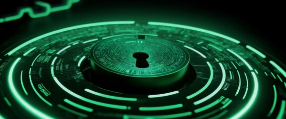 secure connection cybersecurity Abstract Swirling green circuit