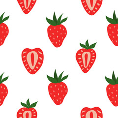 Strawberries seamless pattern. Vector background
