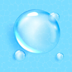 Realistic transparent  3d bubbles underwater . Soap bubbles vector illustration