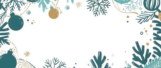 Minimal Scandi Christmas Doodle Page Print Border Design for Mock Up Message Background