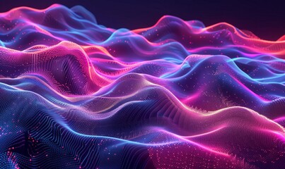 Fototapeta premium Abstract digital waves in neon shades