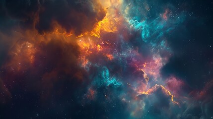 Naklejka premium Colorful Supernova Background - Galactic Nebula Cloudscape