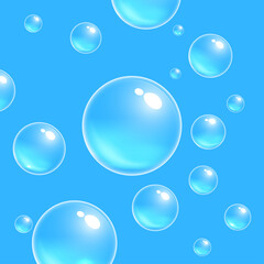 Realistic transparent  3d bubbles underwater . Soap bubbles vector illustration
