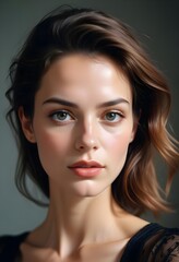 Fototapeta premium Beautiful and elegant female front view photo, beauty wallpaper