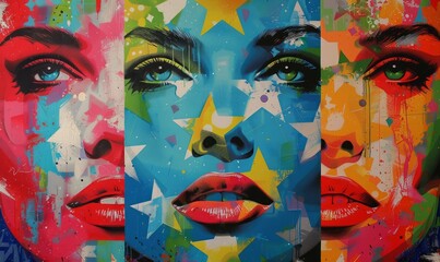 Bold pop art stars in vibrant hues