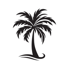 Palm Tree Silhouette, Silhouette Palm Tree. Black palm trees set isolated on white background.
