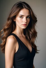 Fototapeta premium Beautiful and elegant female front view photo, beauty wallpaper
