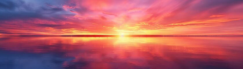 Obraz premium Sunset over a calm lake colorful sky