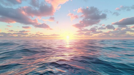 Fototapeta premium Sunset over a vast ocean colorful sky