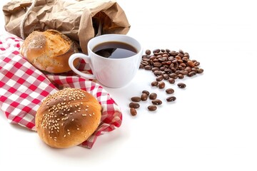 Delicious Breakfast on White Table With Copy Space