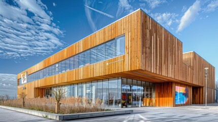 Obraz premium modern art museum with a striking wooden facade and innovative displays