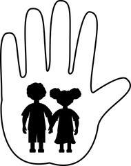 two children silhouette vector