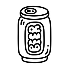 Beer can doodle line icon