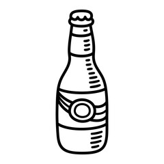 Beer bottle doodle line icon