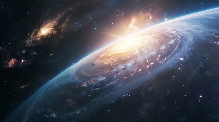 Obraz premium Stunning Galaxy and Universe Light Showcasing Celestial Bodies and Cosmic Wonders