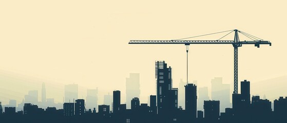 Obraz premium A city skyline with a crane in the background