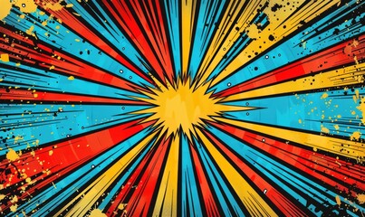 Fototapeta premium Bold retro comic book radial lines